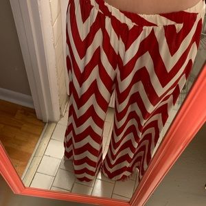 Red and white chevron palazzo pants